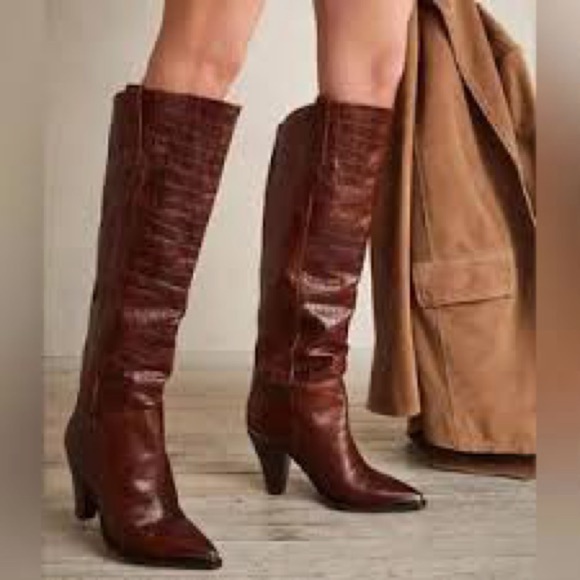 FREE PEOPLE Stevie Boot Womens Tall Leather Knee-High Boots NWT - Picture 2 of 6